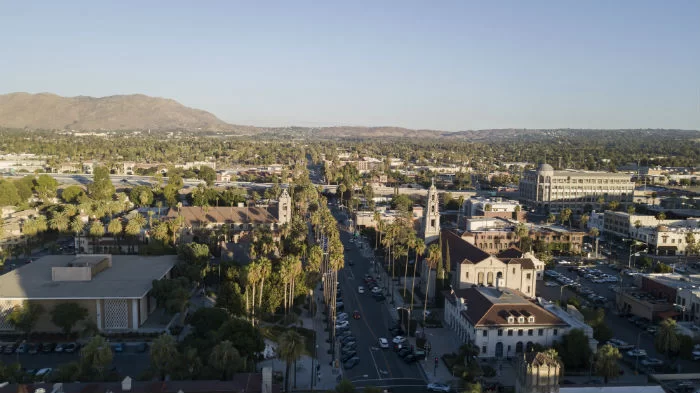 An aerial view of Riverside in California