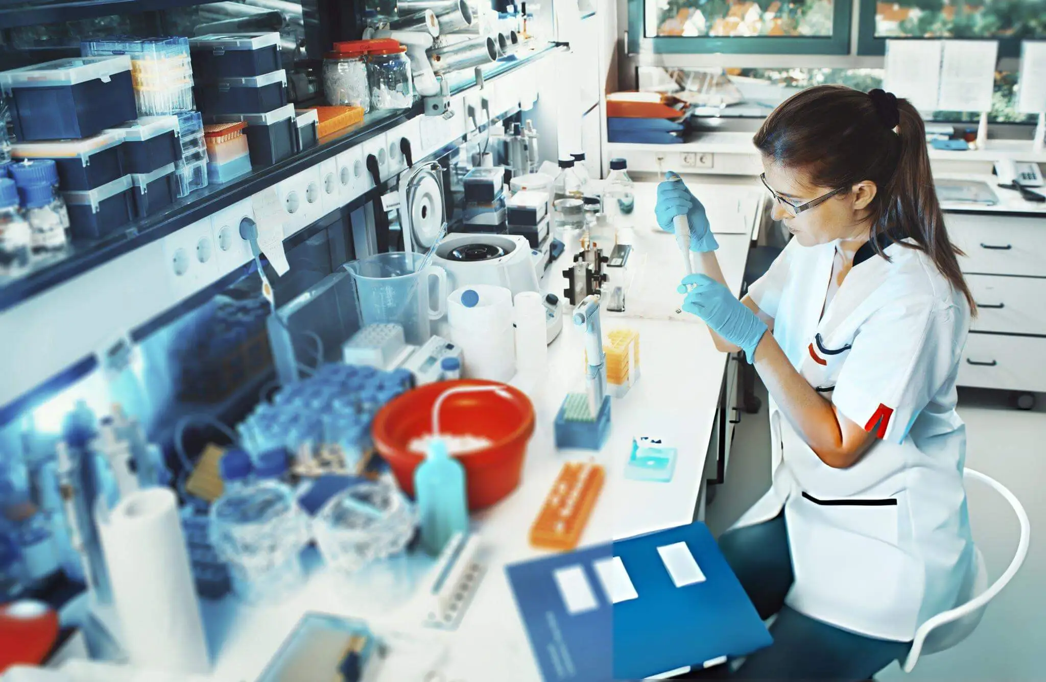Laboratory setup with advanced equipment symbolizing research on stem cell and exosome therapy for stroke recovery.