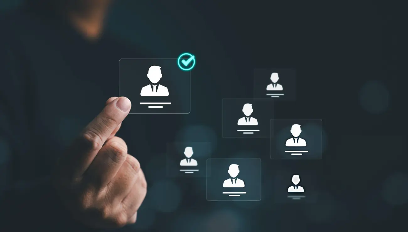 Digital icons of people, representing selection or choosing a provider.