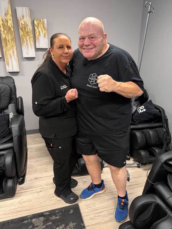 Butterbean (Eric Scott Esch) smiling after completing stem cell therapy at R3 Stem Cell Clinic, feeling positive and healthy