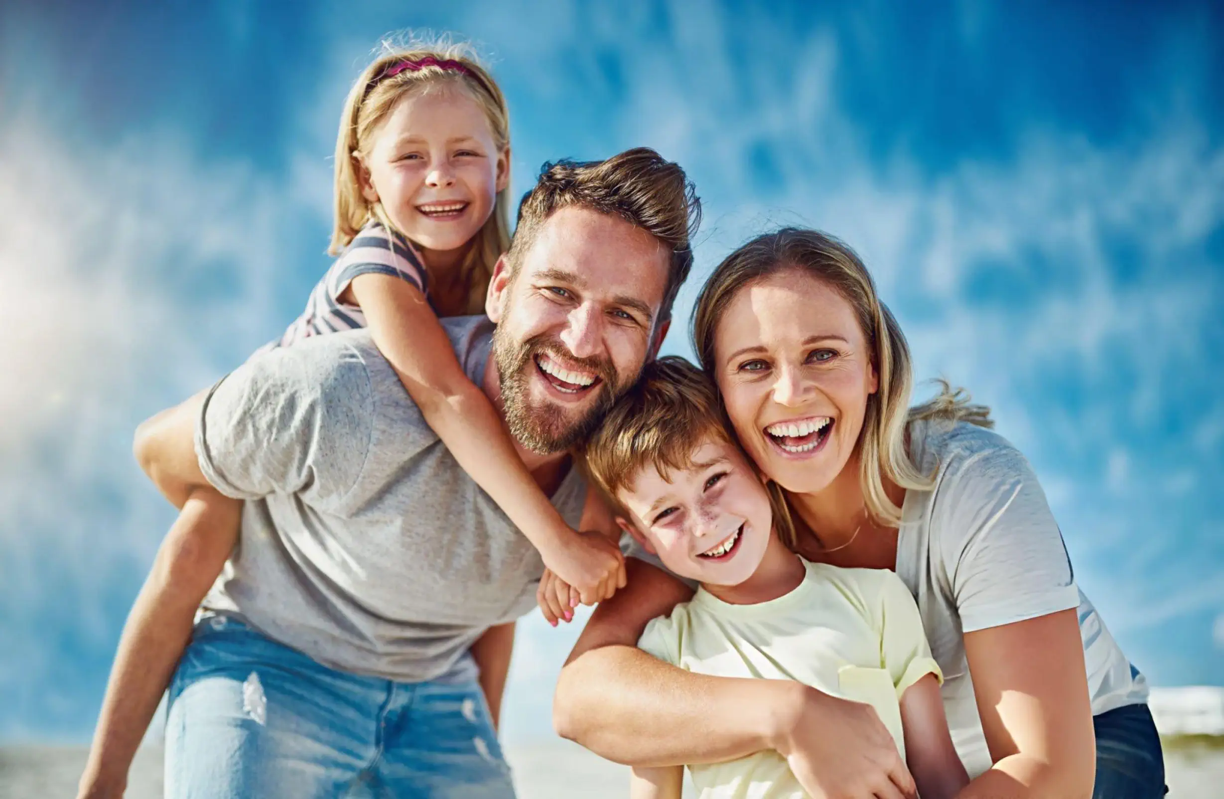 Happy family enjoying outdoors after stem cell surgical recovery