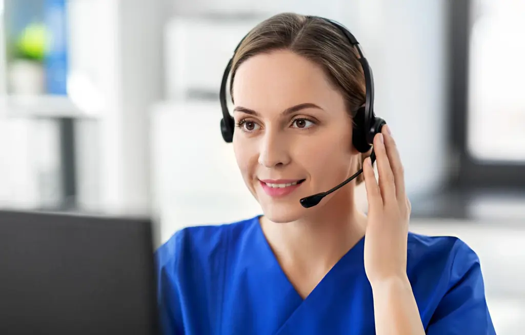 Patient concierge representative answering free stem cell consultation call