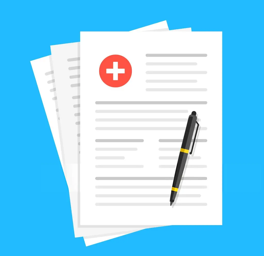 Medical consent forms and pre procedure checklist with pen